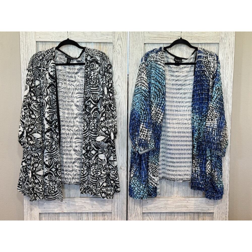 Catherines Maggie Barnes Cardigan Womens 5XL Open Knit Stretch Open Front Kimono